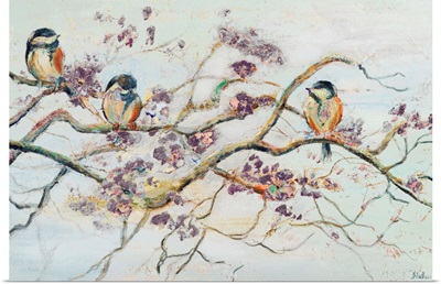 Birds On Cherry Blossom Branch