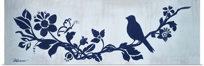 Blue Floral and Bird I