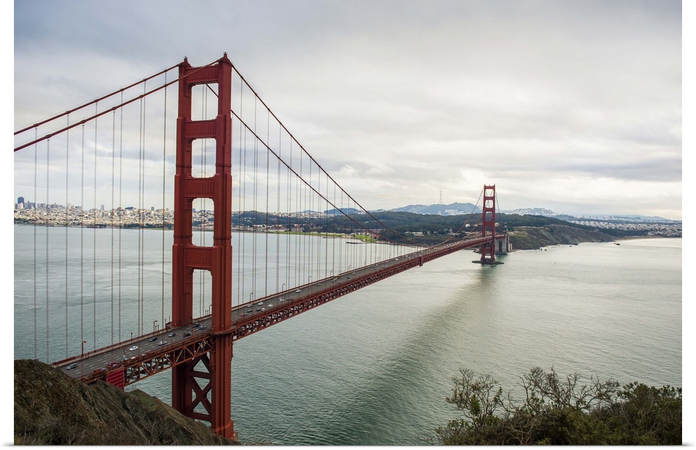 View of the Golden Gate Bridge over the San Francisco Bay, California.