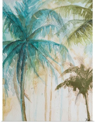 Watercolor Palms in Blue I