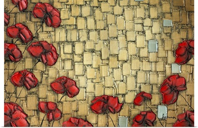 Abstract Red Poppies On Gold