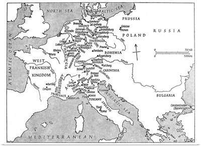 A Map Of Europe At the Time Of Emperor Charlemagne's Reign