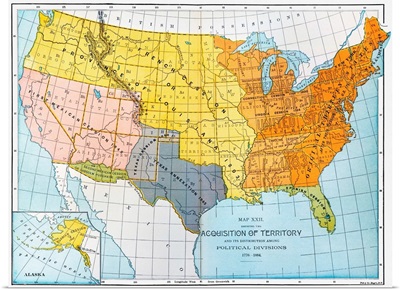 A Map Showing United States' Territorial Acquisitions Between 1776 And 1884