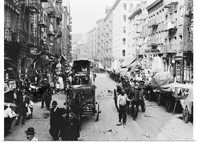 A street market on Mulberry Street in Little Italy, New York City