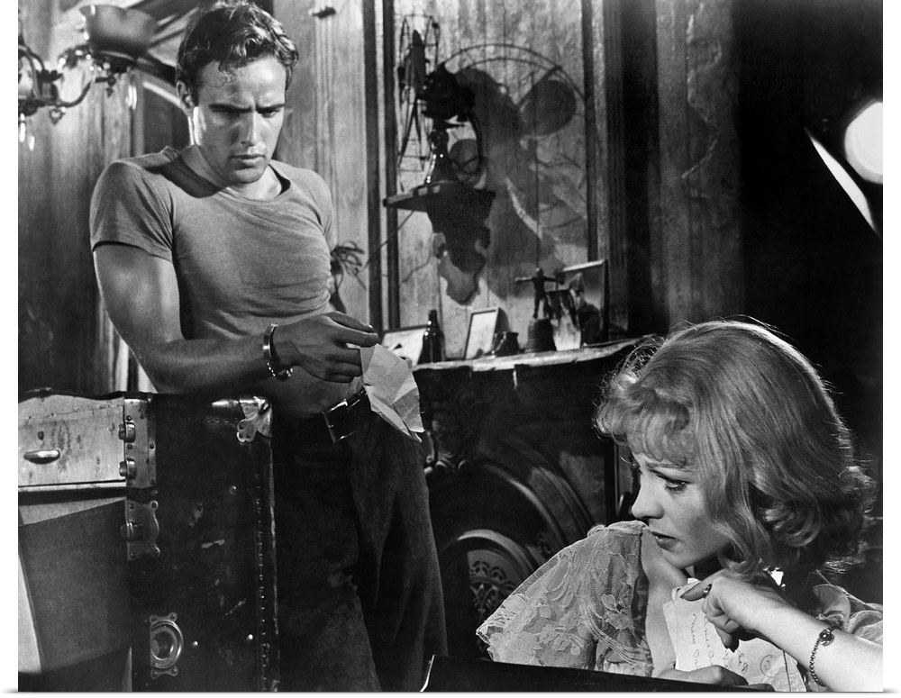 Marlon Brando as Stanley Kowalski and Vivien Leigh as his sister-in-law Blanche DuBois in the film adaptation of Tennessee...