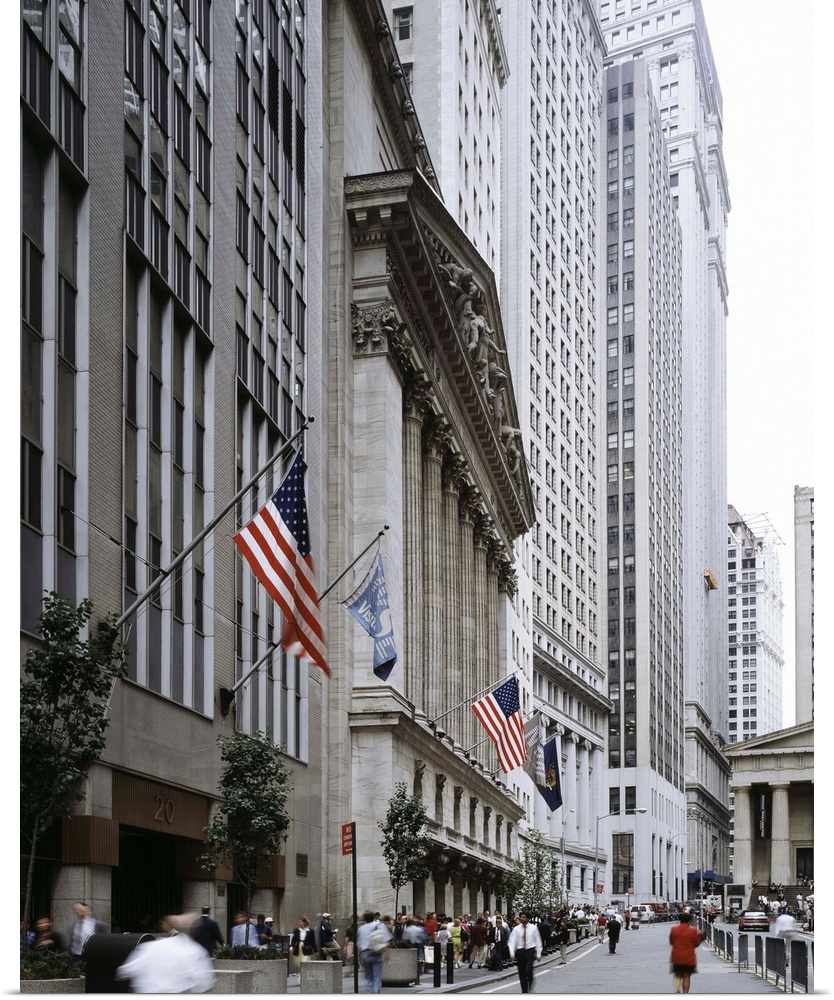A view of Wall Street in New York City. Photograph by Carol M. Highsmith, c1990.