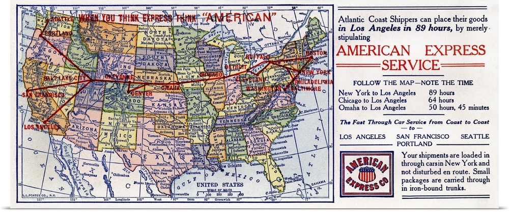 American Express Shipping. American Advertisement For American Express Company Cross-Country Shipping Service, 1916-1917.