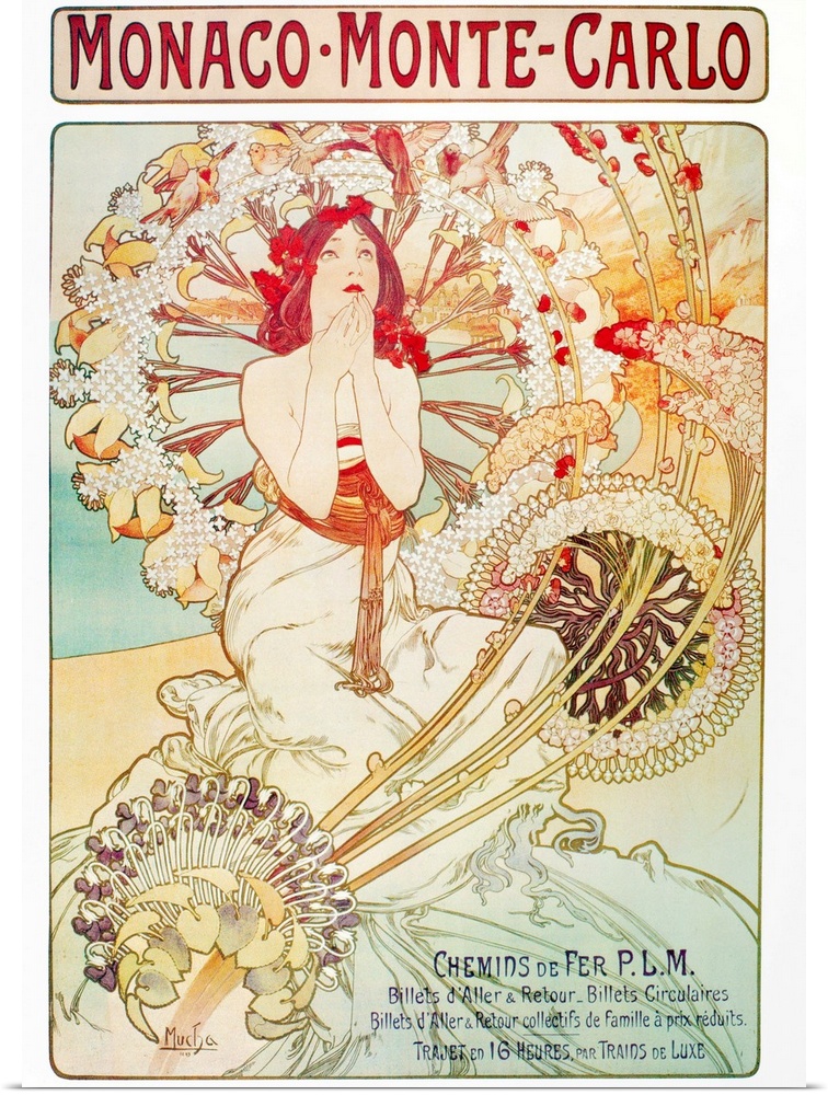 Advertisement for Monaco and Monte Carlo. Lithograph by Alphonse Mucha, 1897.