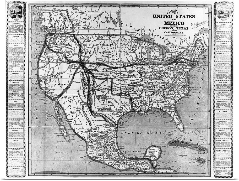 America And Mexico, 1846. American 'Map Of the United States And Mexico, Including Oregon, Texas And the Californias,' 184...