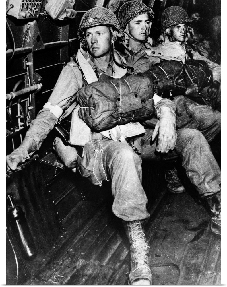 American paratroopers before a jump during World War II, c1943.