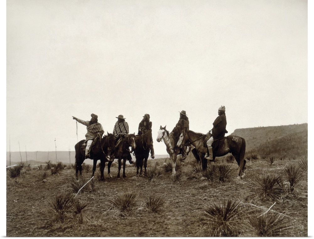 Apache Men, c1903. 'The Lost Trail.' A Group Of Apache Men On Horseback. Photograph By Edward S. Curtis, c1903.