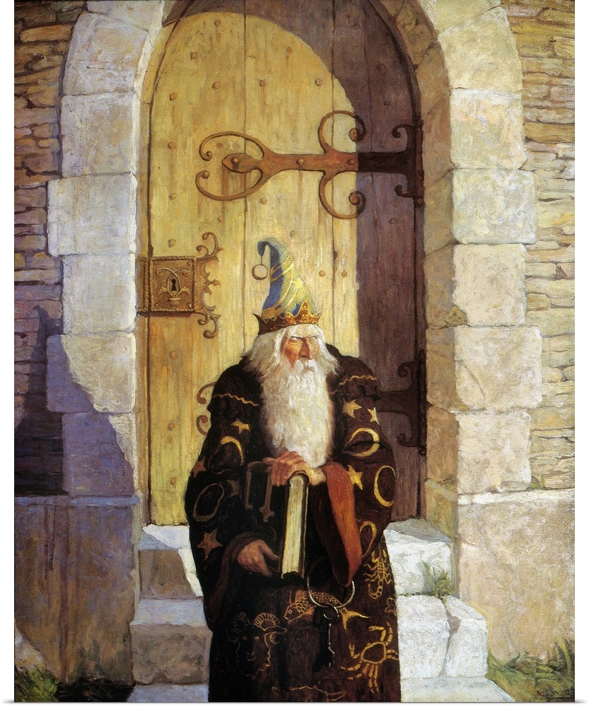 The Astrologer. Oil on canvas, 1916, by N.C. Wyeth, for 'The Mysterious Stranger' by Mark Twain.