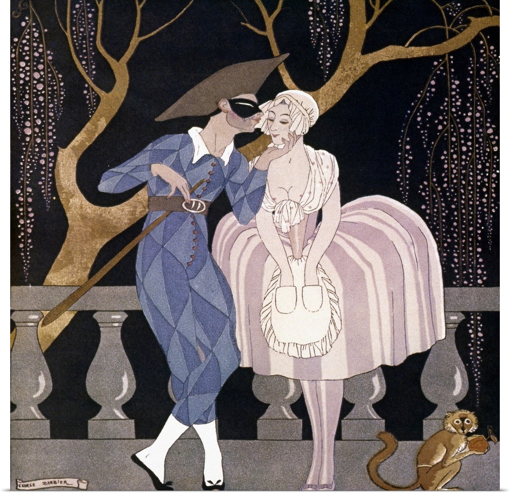 George Barbier: The Artful Servant Girl. Illustration, 1922.