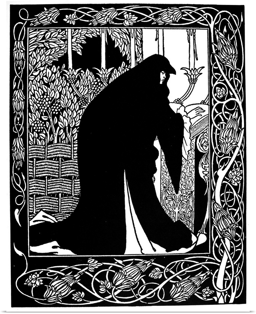 'How Queen Guinevere Made Her[self] a Nun.' Pen and ink illustration, 1893-94, by Aubrey Beardsley for an edition of 'Le M...