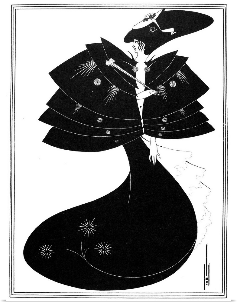 'The Black Cape.' Pen-and-ink drawing by Aubrey Vincent Beardsley for Oscar Wilde's 'Salome.'