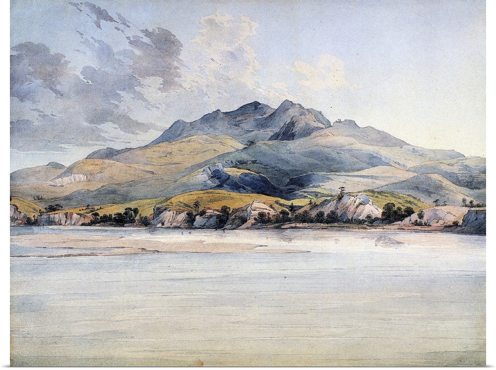 Bijoux Hills On the Missouri. Landscape Made Along the Missouri River In South Dakota. Watercolor By Karl Bodmer, 1830s.