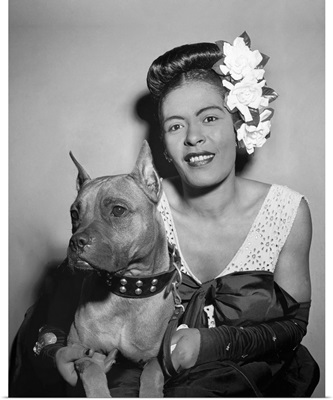 Billie Holiday with her dog Mister, 1947