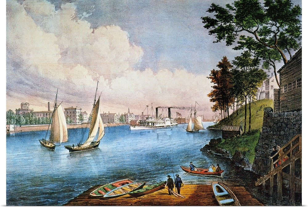 'Blackwell's Island, East River, New York.' Lithograph, 1862, by Currier