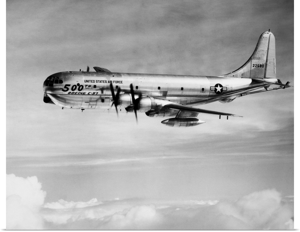 A Boeing C-97 Stratofreighter, used as the U.S. Air Force's standard aerial tanker for refueling bombers as well as for ca...