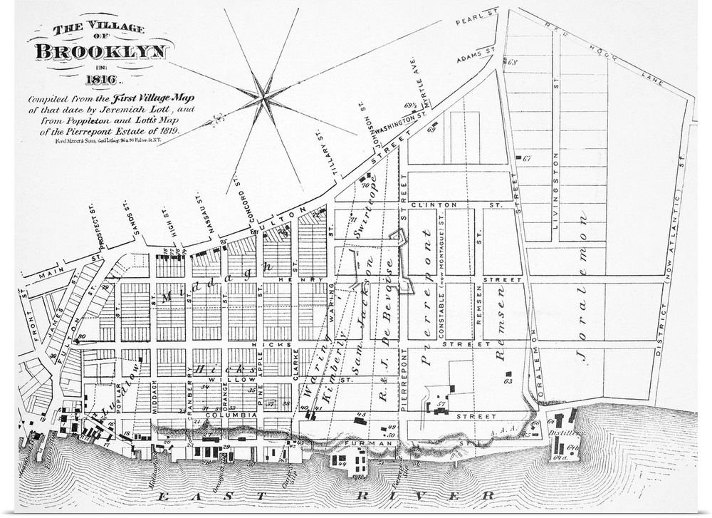 Map of the village of Brooklyn, New York, in 1816.