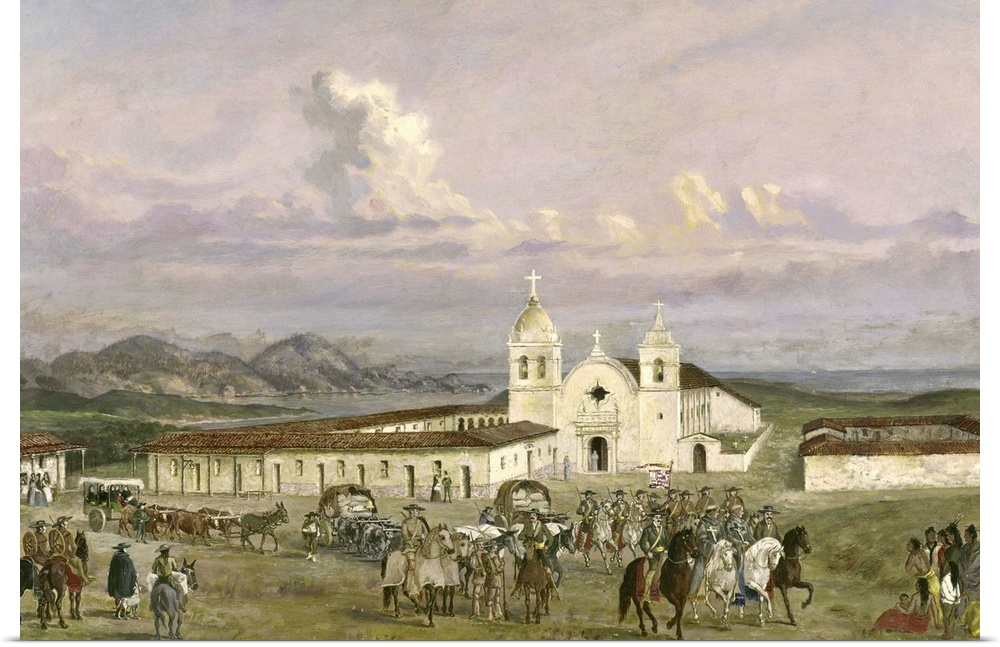 California, Carmel Mission. A View Of Mission San Carlos Borromeo De Carmelo, Carmel, California. Oil On Canvas, Late 19th...