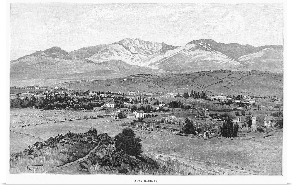 California, Santa Barbara. Wood Engraving, 1887.