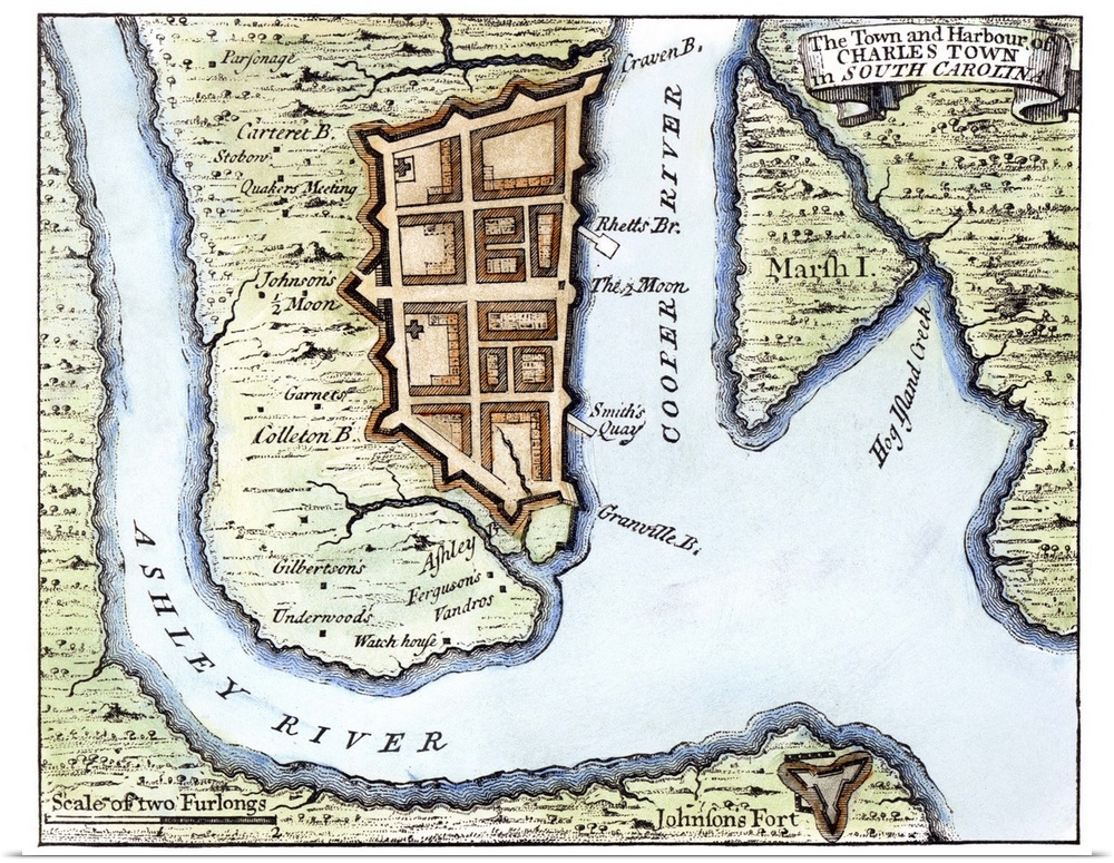 Charleston, SC, 1732. Plan Of Charleston, South Carolina, 1732.