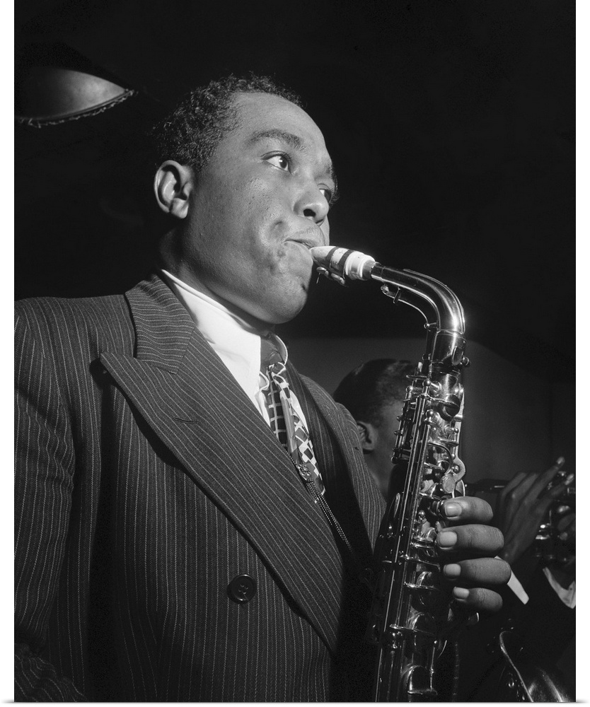 American jazz musician. Performing at the Three Deuces in New York City. Photograph by William P. Gottlieb, c1947.