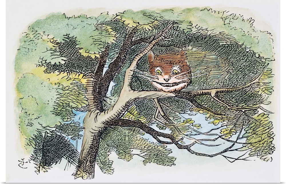 The Cheshire Cat 'vanished quite slowly', after the design by Sir John Tenniel for the first edition, 1865, of Lewis Carro...