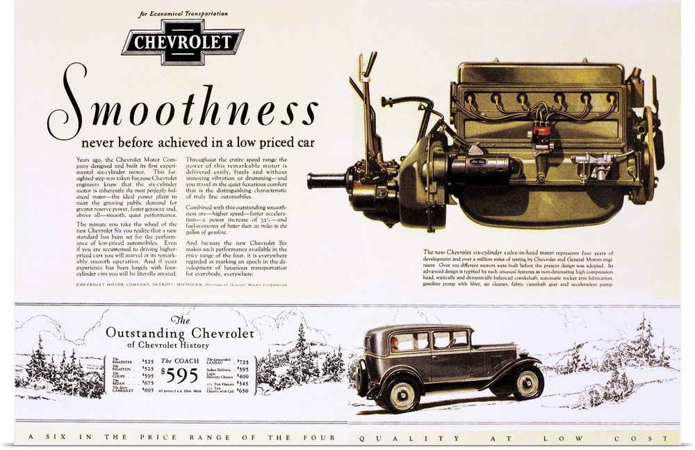 Chevrolet automobile advertisement from an American magazine, 1929.