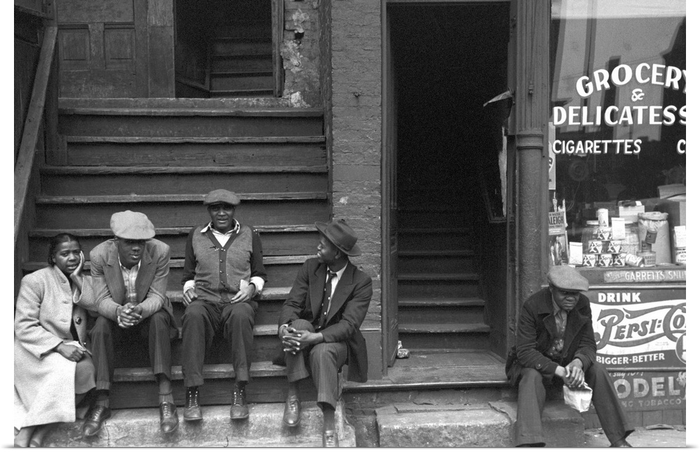 Chicago, Stoop, 1941. Men And A Woman Sitting On A Stoop In the African American Section Of Chicago, Illinois. Photograph ...