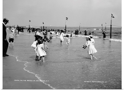 Children on the beach at Rockaway, New York, 1904