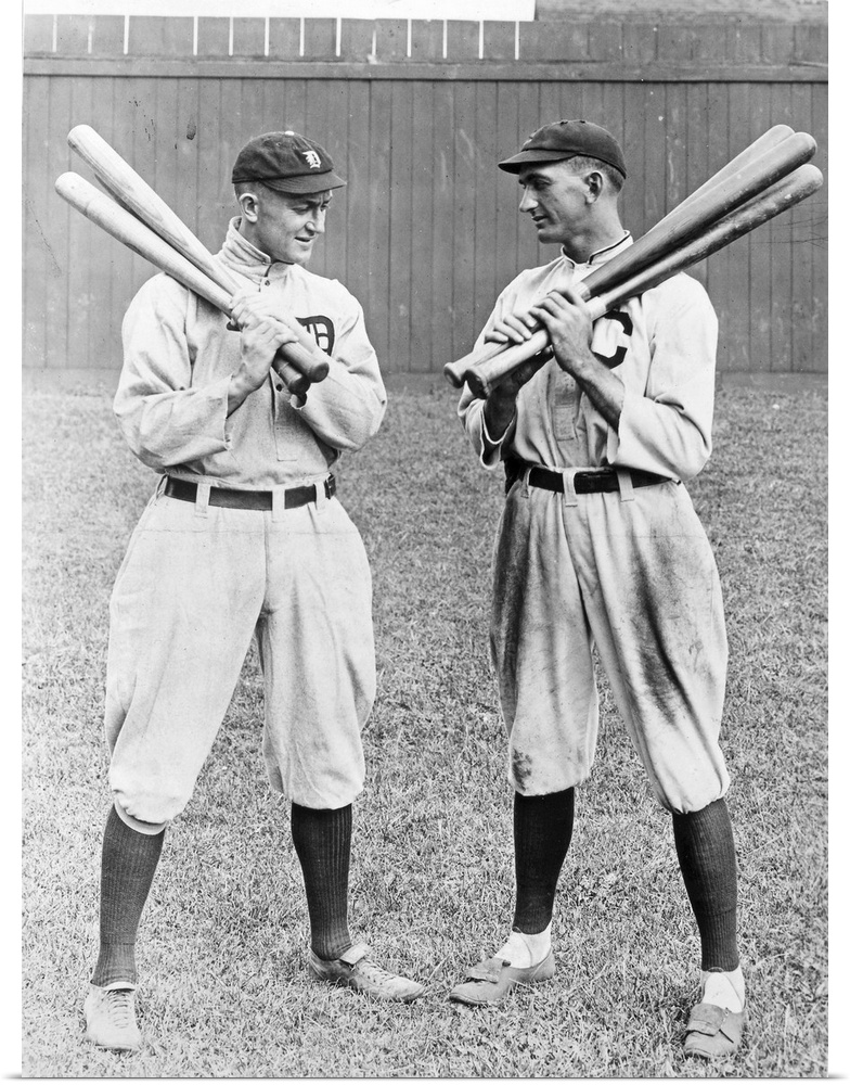 Ty Cobb (1886-1961) and 'Shoeless' Joe Jackson (1888-1951). American baseball players. Photographed in 1913.