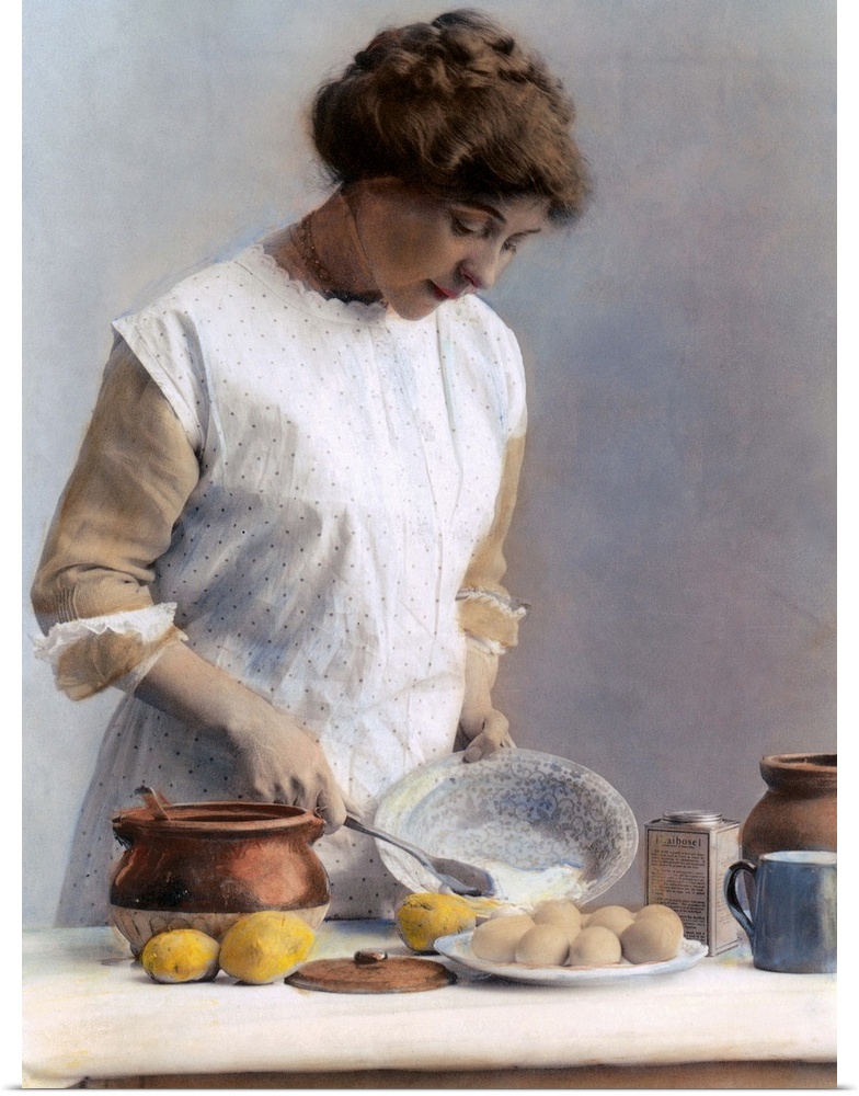 Cooking, C1900. Oil Over A Photograph.