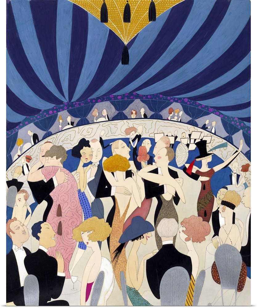 Couples dancing in a nightclub. Drawing by Ann Harriet Fish, 1921.