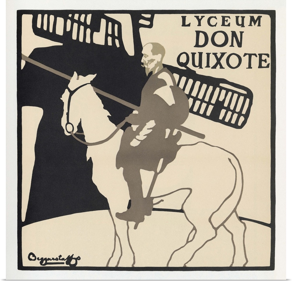 Poster for a production of 'Don Quixote' at the Lyceum Theatre in London, England. Lithograph by The Beggarstaff Brothers,...