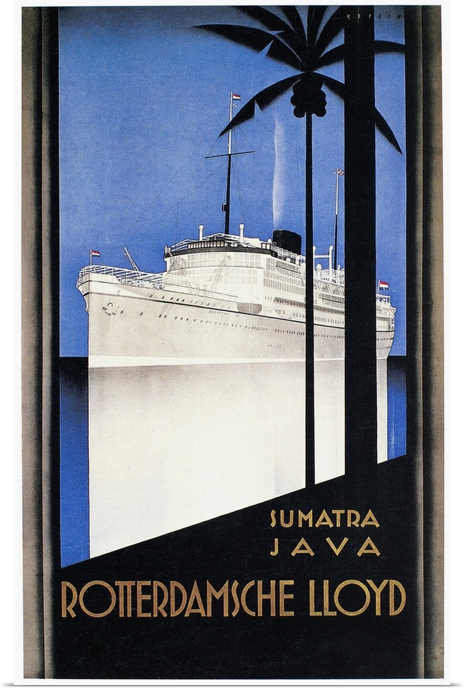 Dutch poster by V. Stein, 1932, for Rotterdam Lloyd's