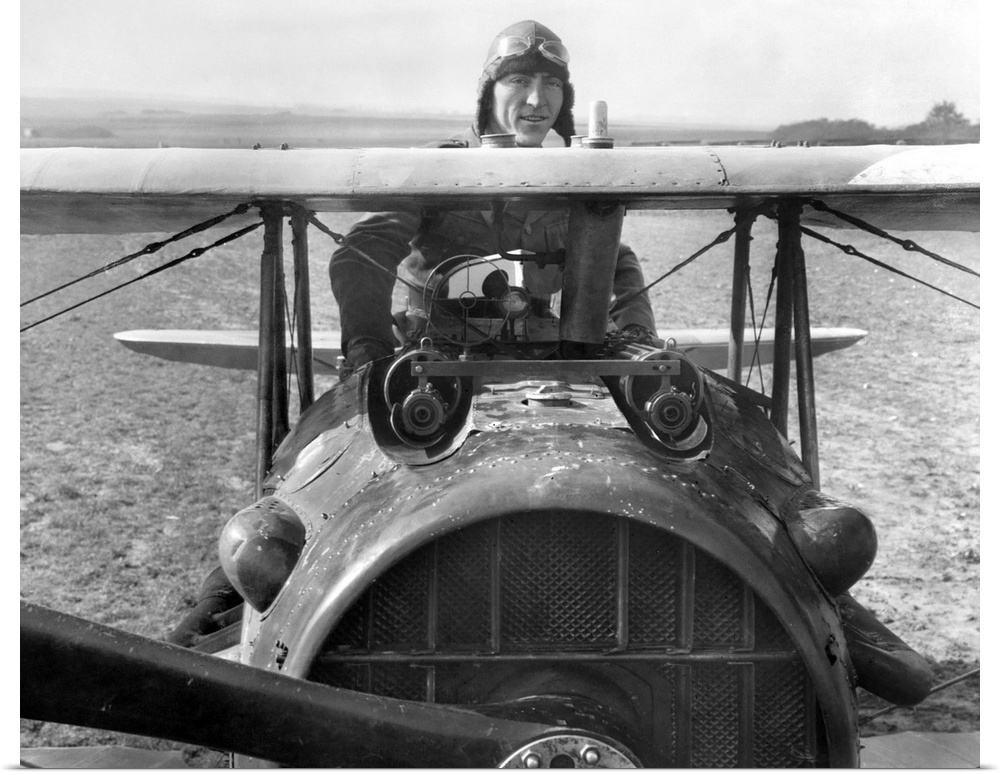 (1890-1973). American aviator. Lieutenant Rickenbacker in the cockpit of his Spad, 94th Aero Squadron, near Rembercourt, F...