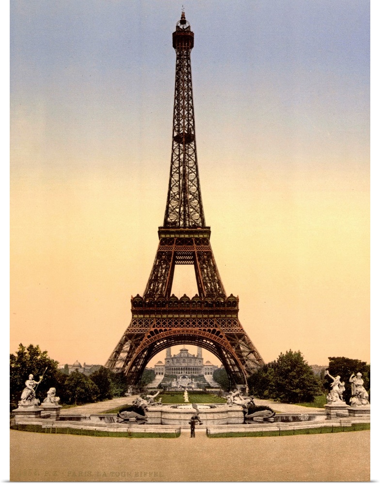 A view of the Eiffel Tower and the Trocadero during the Exposition Universelle of 1900 in Paris, France. Photochrome, c1900.
