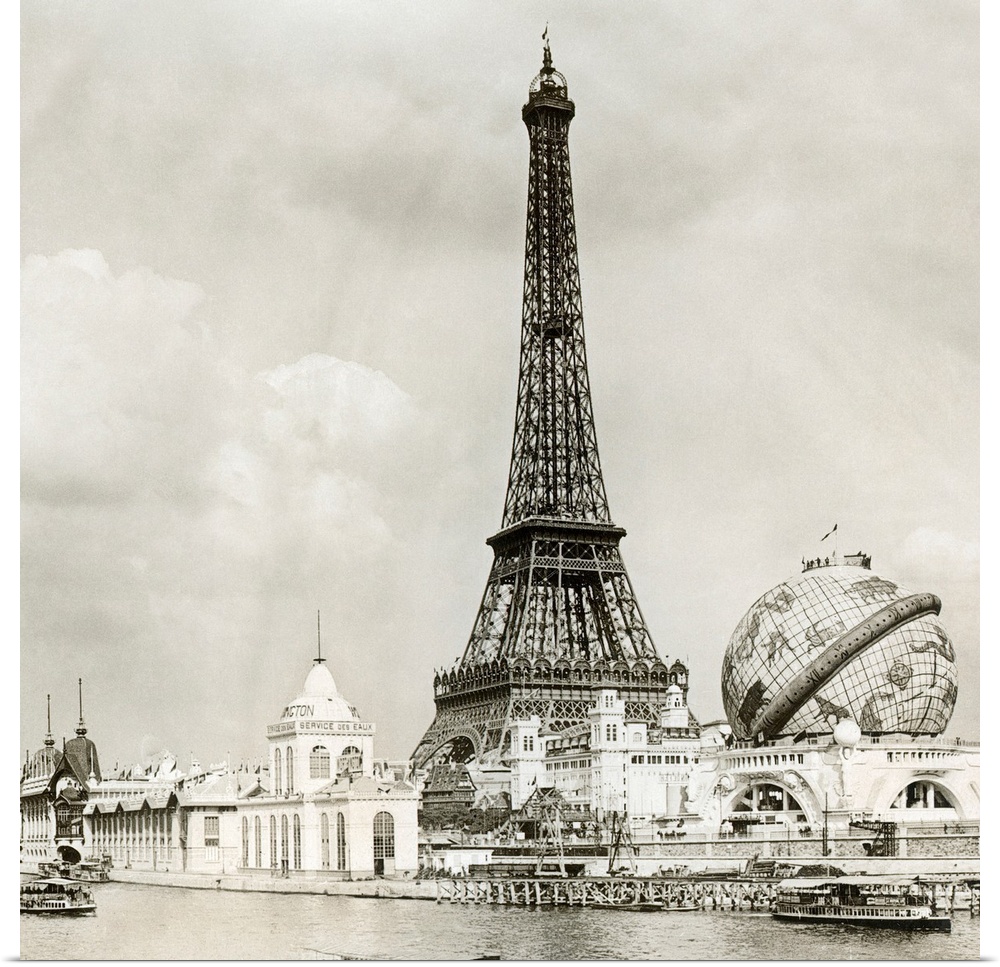 The Eiffel Tower and the Celestial Globe. Photographed during the International Exposition at Paris, 1900.