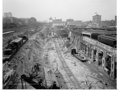 Excavations at the construction site of Grand Central Station in New York City, 1908