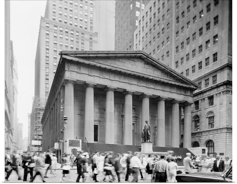 Federal Hall at 26 Wall Street in New York City, built in 1842. Photograph, c1970.