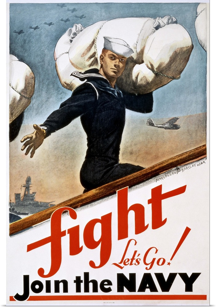 'Fight, Let's Go! Join the Navy.' Lithograph by McClelland Barclay, 1941.