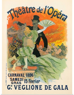 French poster for a costume gala at the Theatre de l'Opera in Paris, France, 1896