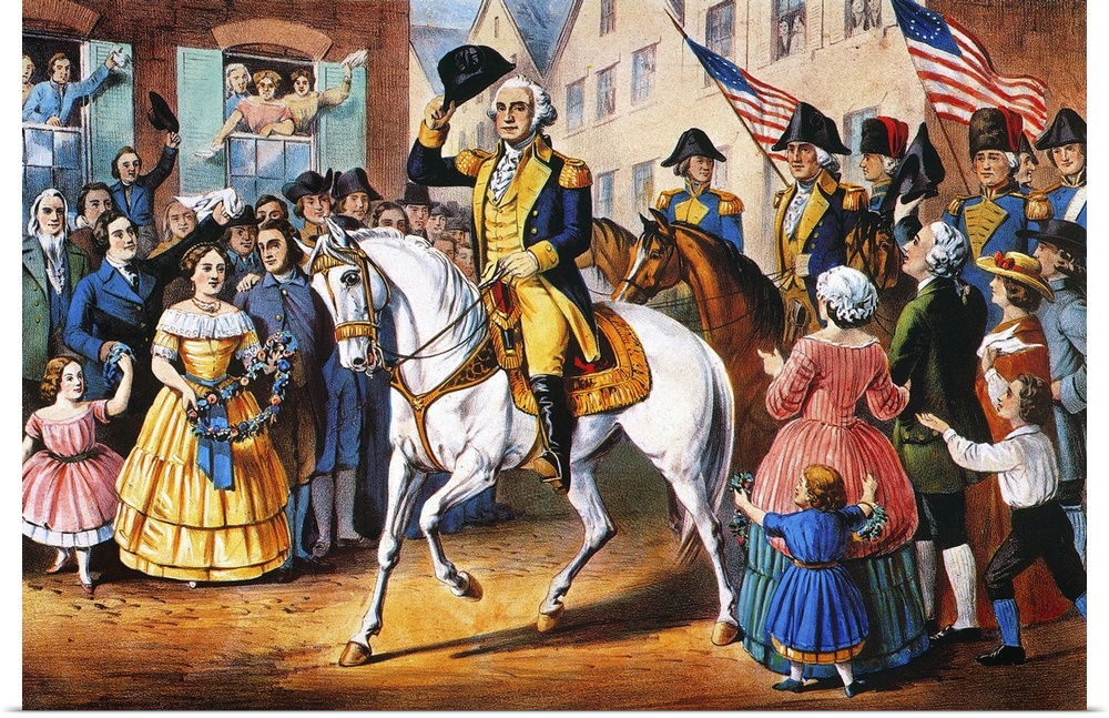 (1732-1799). George Washington's entry into New York on the evacuation of the city by the British on 25 November 1783. Lit...