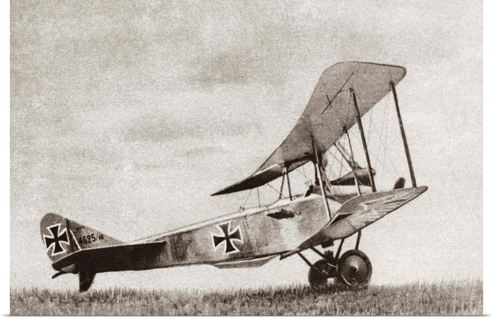 German biplane that was later shot down by French guns during World War I. Photograph, c1916.