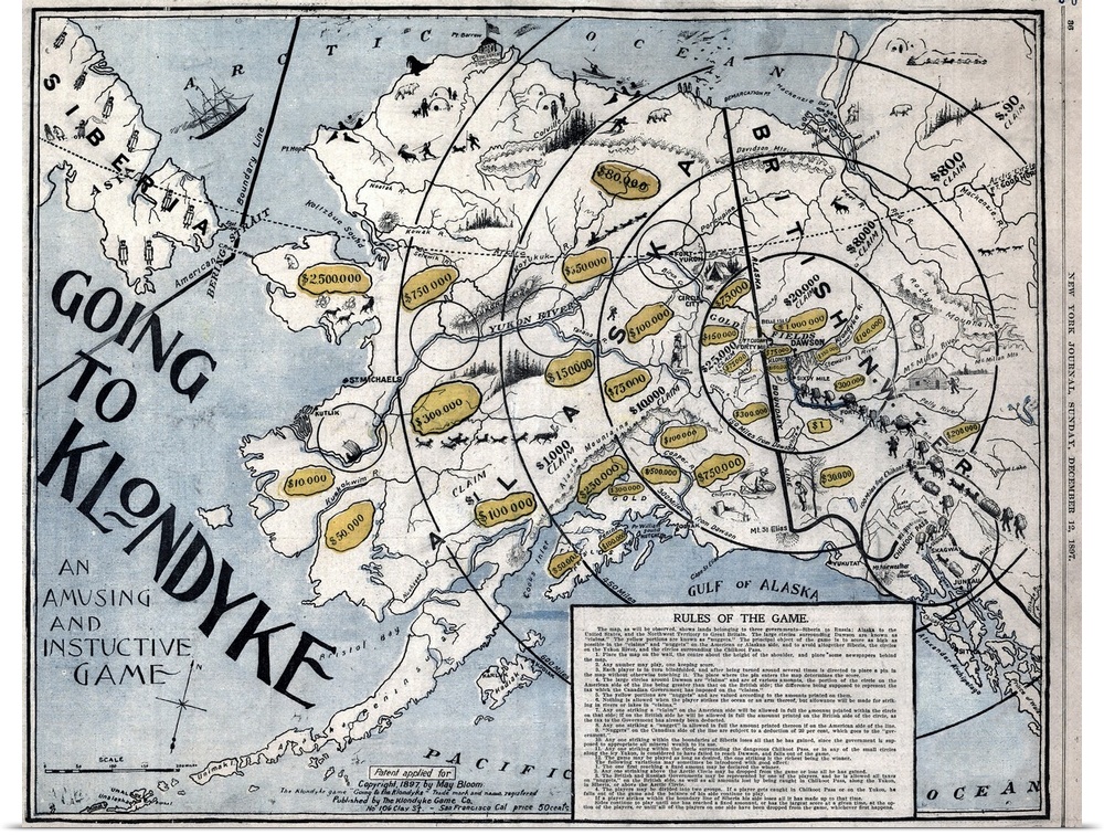 Game, Alaska, 1897. 'Going To Klondyke, An Amusing And Instructive Game.' Board Game By May Bloom, Published In the New Yo...