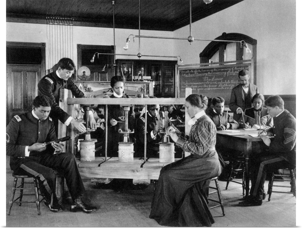 Hampton Institute, 1899. A Physics Class Learning the Principle Of the Screw As Applied To the Cheese Press. Photograph By...
