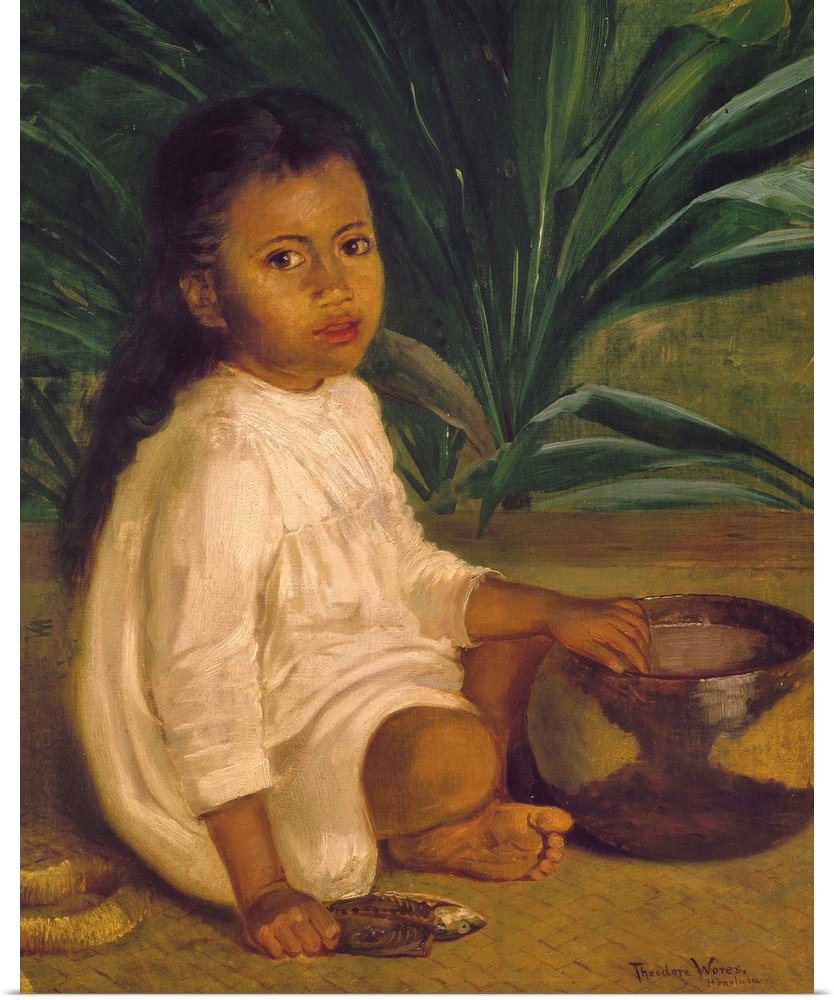 Hawaiian Child, 1901. Hawaiian Child And Poi Bowl. Oil On Fabric, 1901, By Theodore Wores.