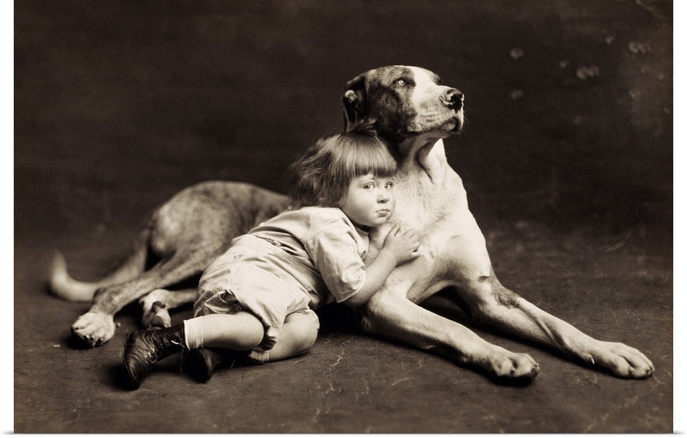 Child, C1900. 'His Protector.' Original Cabinet Photograph, American, C1900.